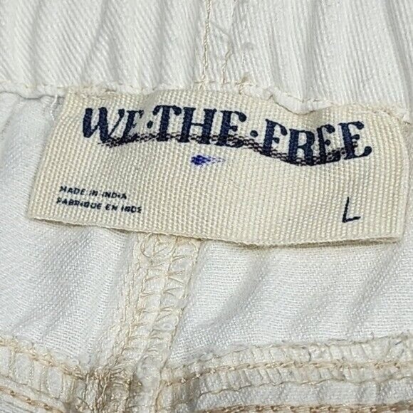 We The Free Womens Ivory Relax Cotton Pants Wide Leg Drawstring Waistband L NEW - Picture 6 of 15